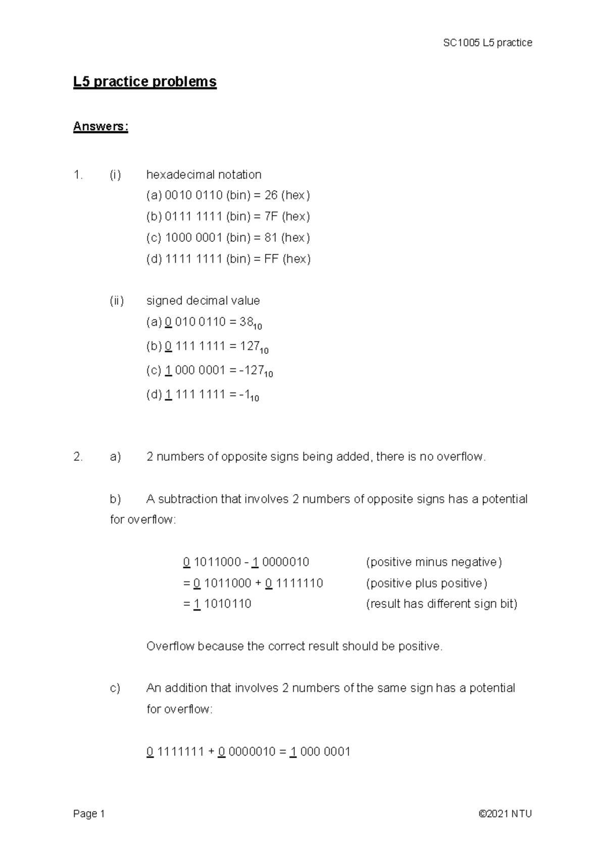 SC1005 L5 Practice Problems Solutions and Explanations - Studocu