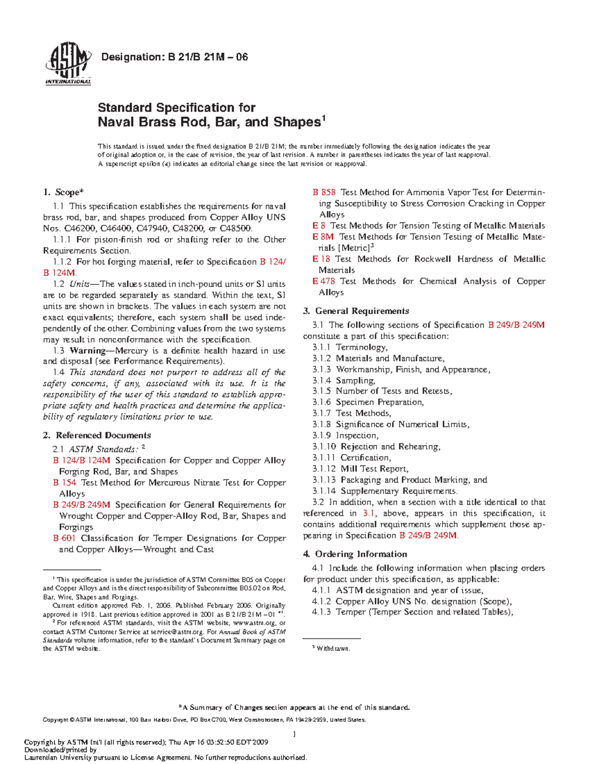 B21 - asdfghjkl - Designation: B 21/B 21M – 06 Standard Specification ...