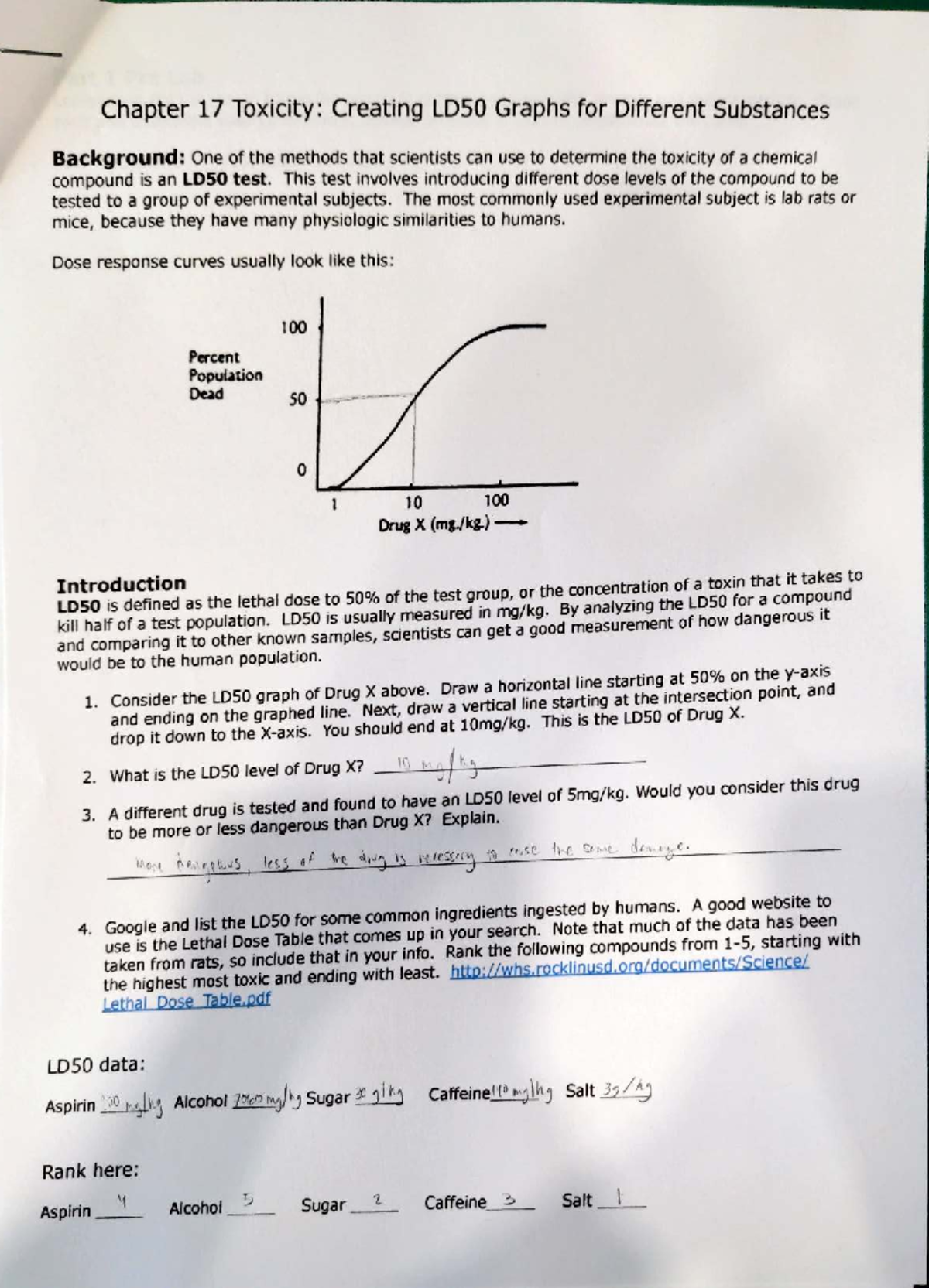 Chapter 17 Toxicity: LD50 Graphs for Various Chemical Substances - Studocu