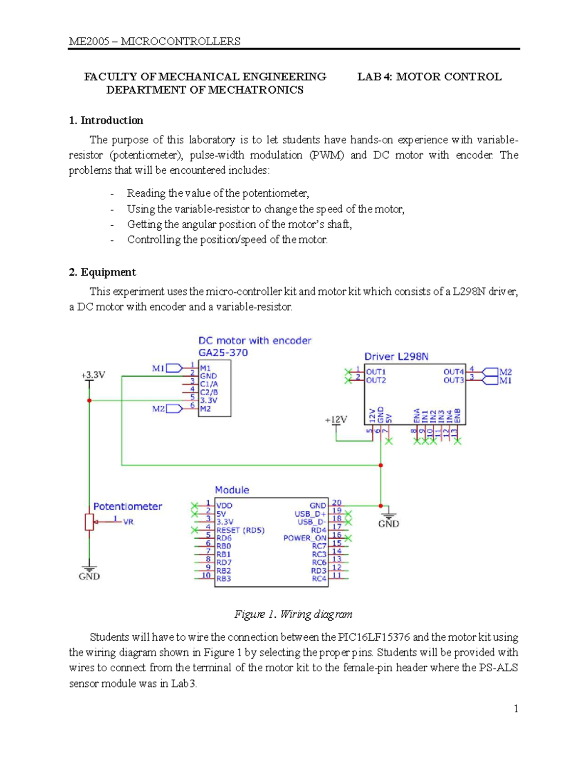 ME2005 LAB 4: MOTOR CONTROL WITH PWM & ENCODER - Studocu