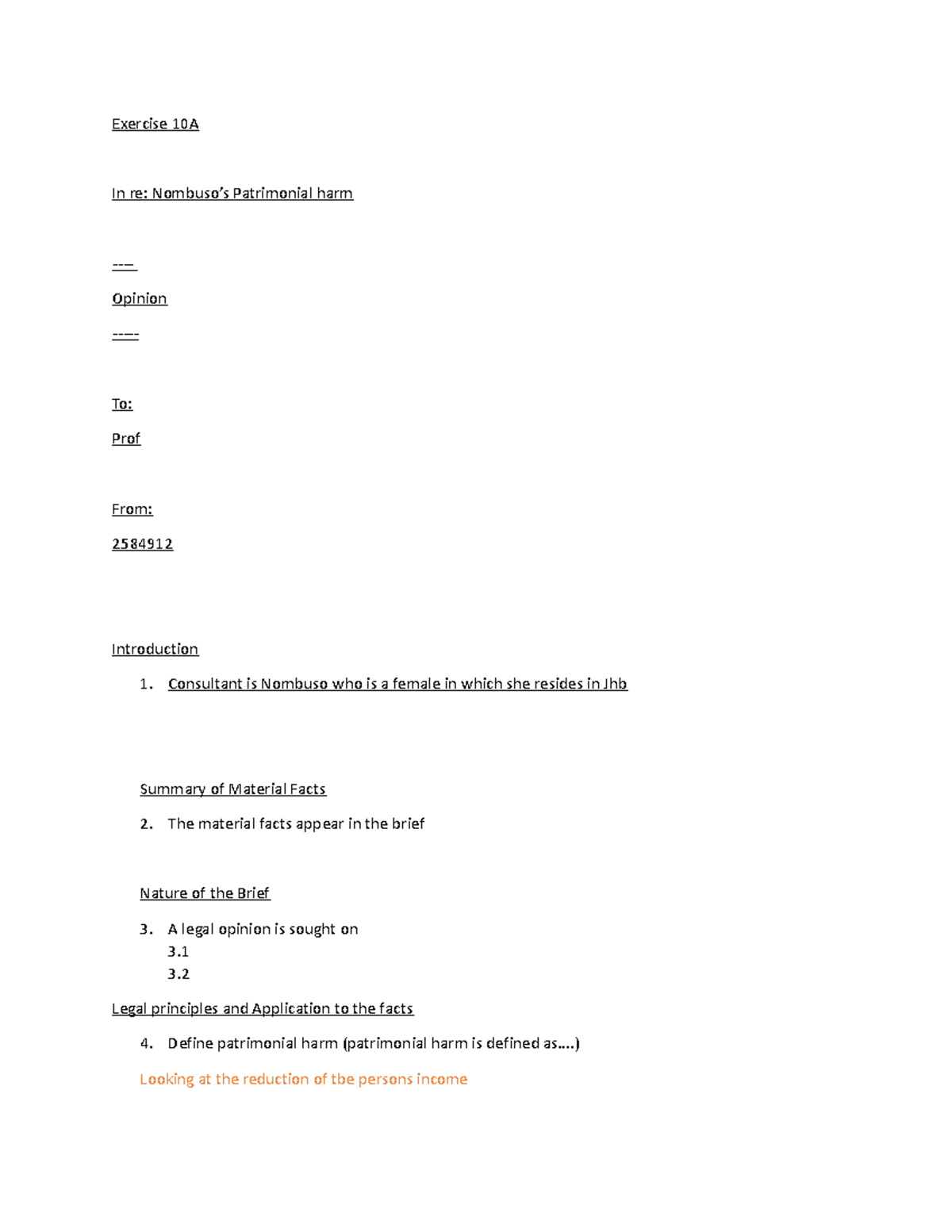 Delict - Summary of Nombuso's Patrimonial Harm Case Analysis - Studocu