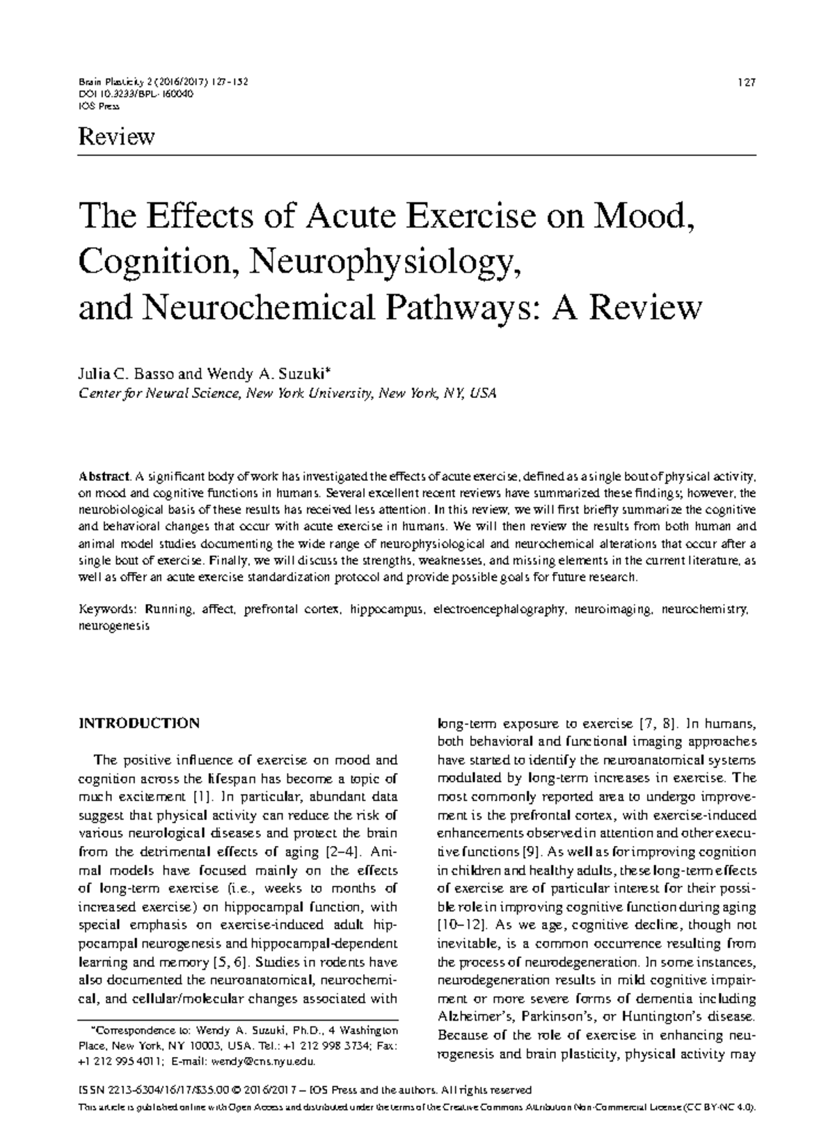 Effects of Acute Exercise on Mood: A Review (BPL 2016/2017) - Studocu