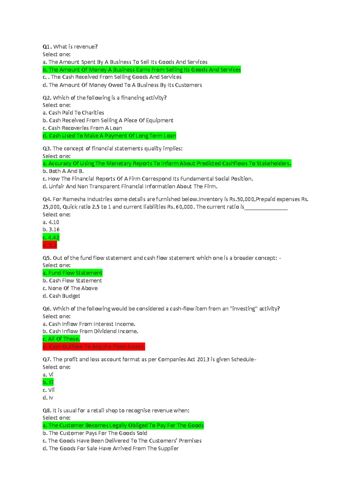 CMA-MCQ 100: Cost & Management Accounting Sample Test Paper - Studocu