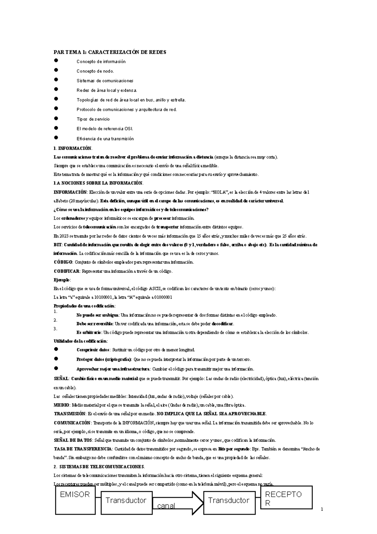 Tema 1: Caracterización de Redes y Sistemas de Comunicación - PAR - Studocu