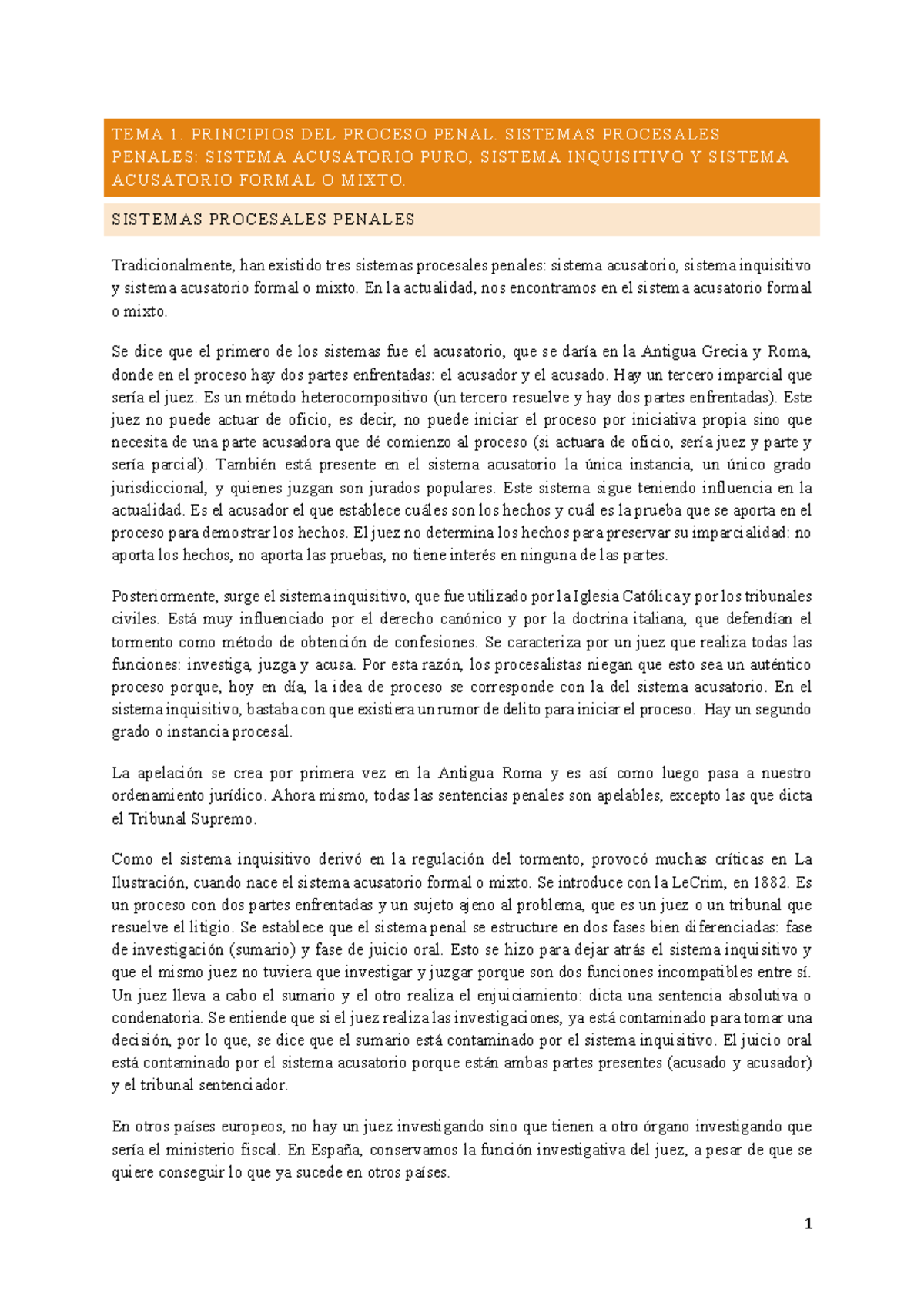 Derecho Procesal Penal: Principios y Sistemas del Proceso Penal - Studocu