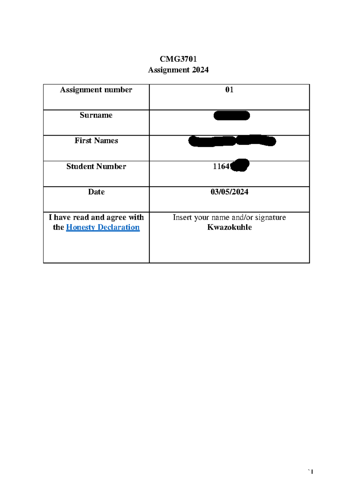 CMG3701 Assignment 01 - Understanding Classroom Management Strategies ...