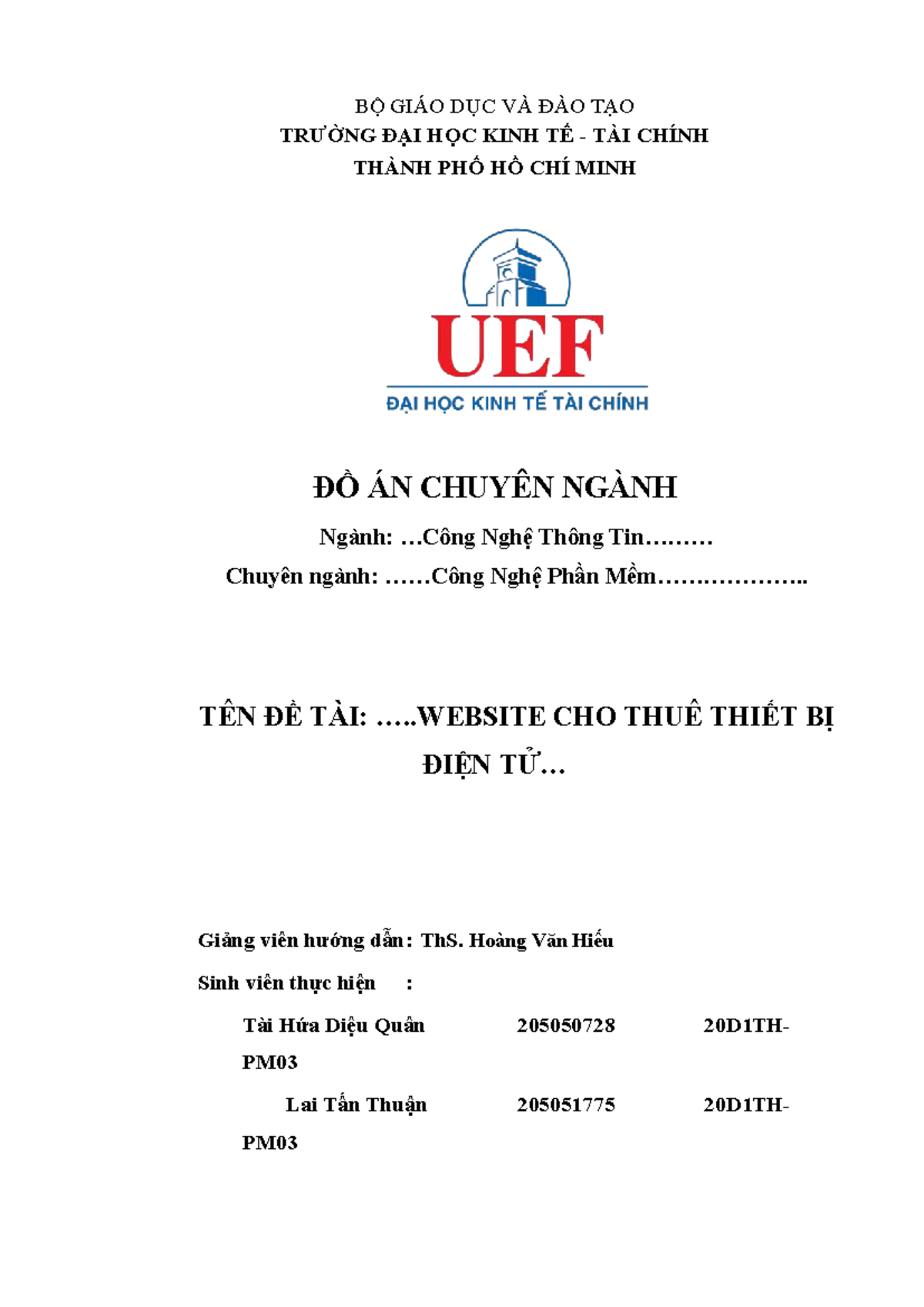Đồ Án Chuyên Ngành: Xây Dựng Website Cho Thuê Thiết Bị Điện [BMSV ...
