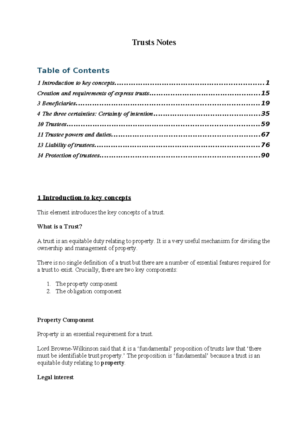 T7 - Trusts Notes: Key Concepts, Creation, and Beneficiaries Overview ...