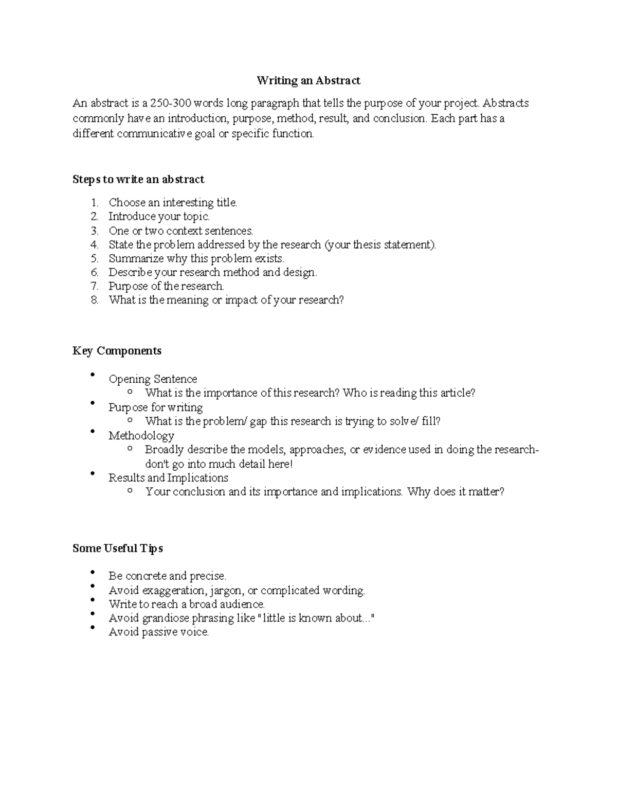 Writing an Abstract - Abstracts commonly have an introduction, purpose ...