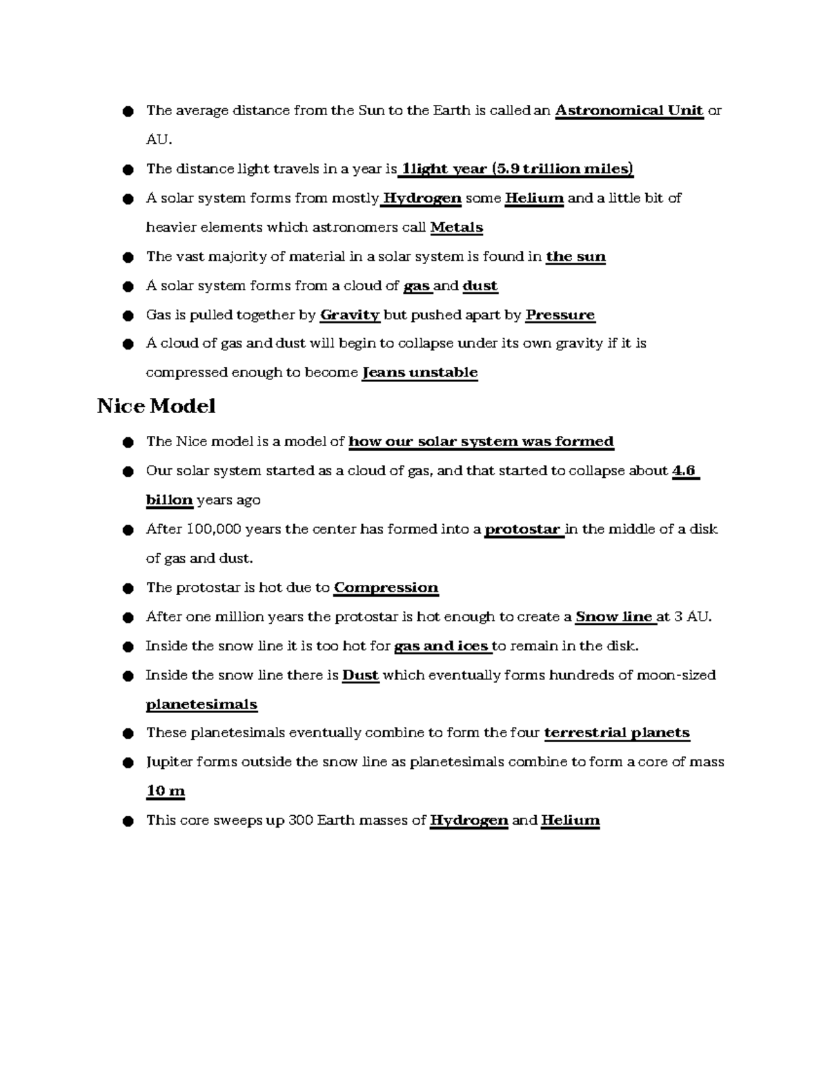 Solar System Formation and Body Classification: Astronomy Notes - Studocu