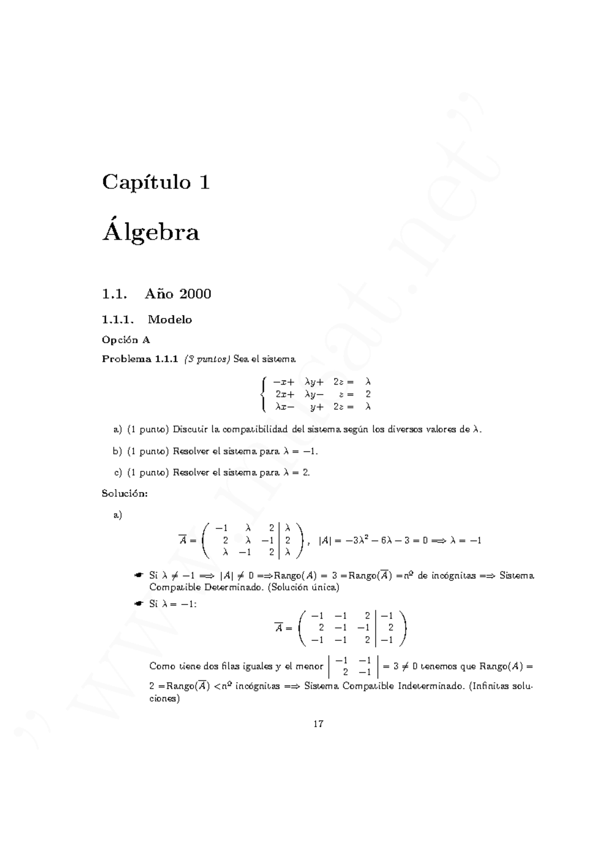 Álgebra - Ejercicios de Problemas y Sistemas (EvAU) - Studocu