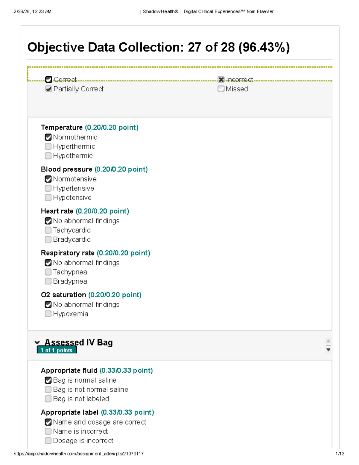 BSN 425 Clinical Assessment: Objective Data Collection Summary - Studocu