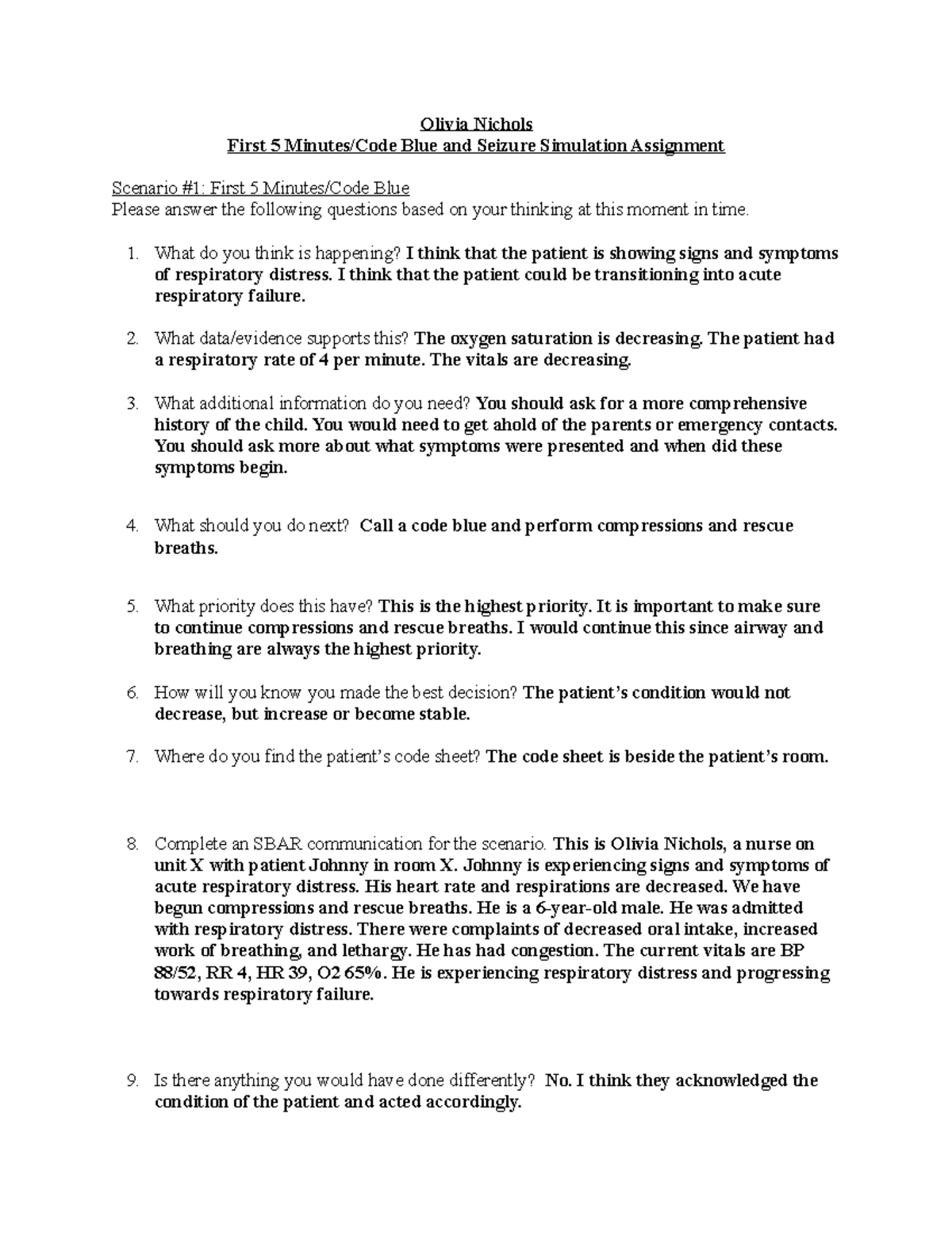 Code Blue & Seizure Simulation HW for Health Care of Children 2020 ...