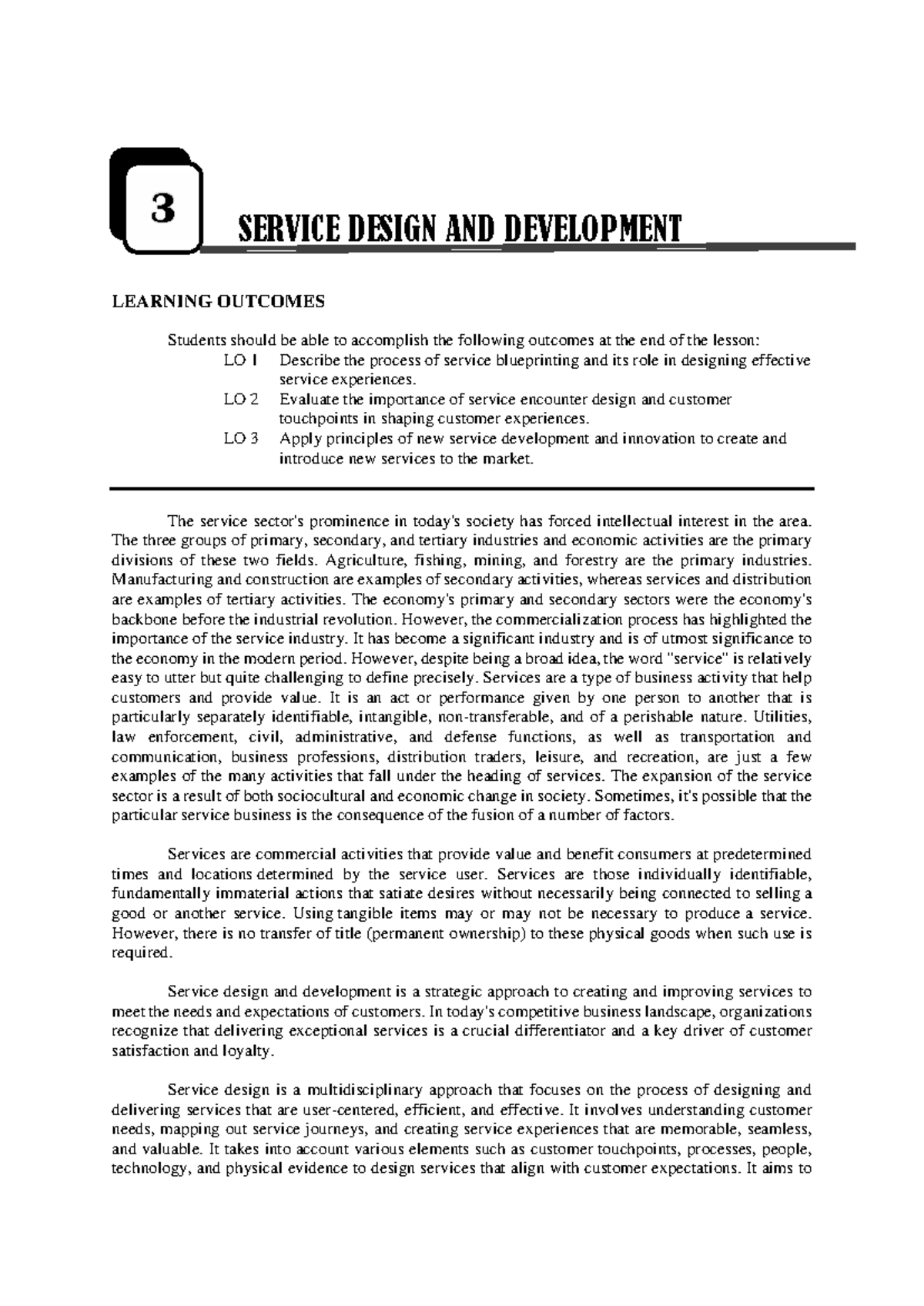 Lesson 3: Service Design & Development Learning Outcomes - Studocu
