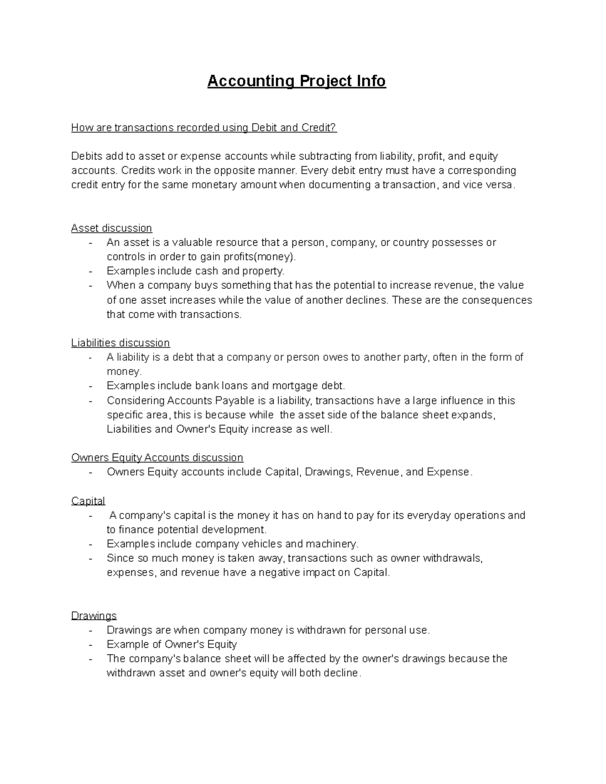 Accounting Project Info: Understanding Debits and Credits - Studocu