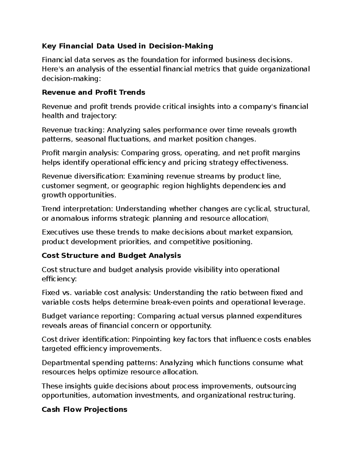 Week 7-8 Financial Metrics Analysis: Key Data for Business Decisions ...