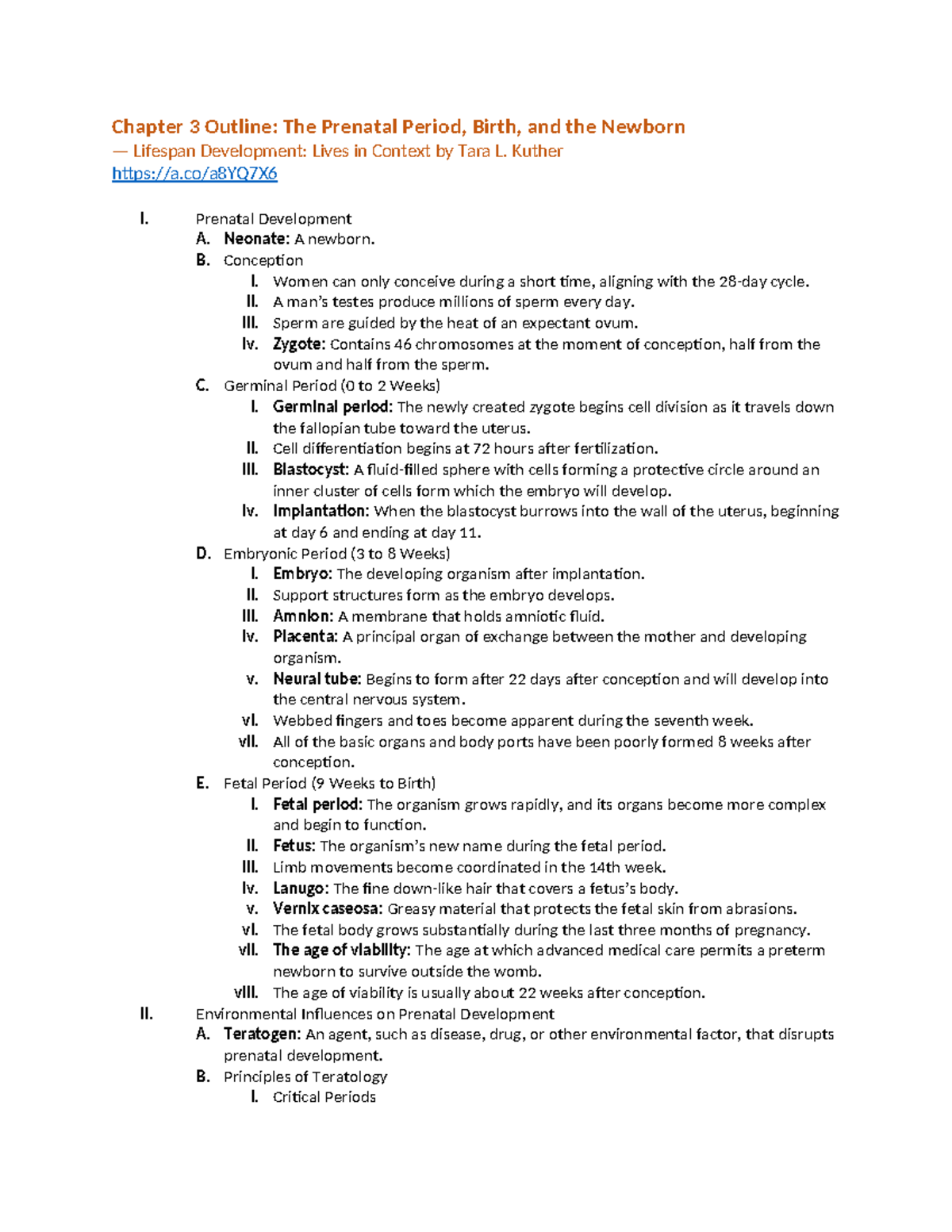 Lifespan Development (PSY 210): Chapter 3 - The Prenatal Period & Birth ...