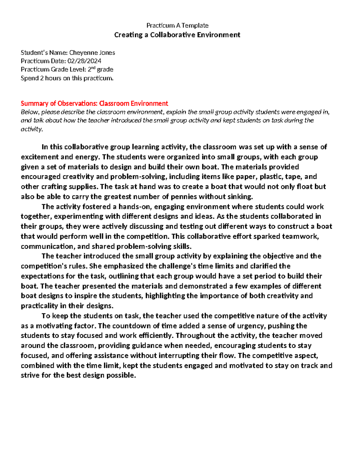 Creating a Collaborative Learning Environment - ELM 250 Practicum A ...