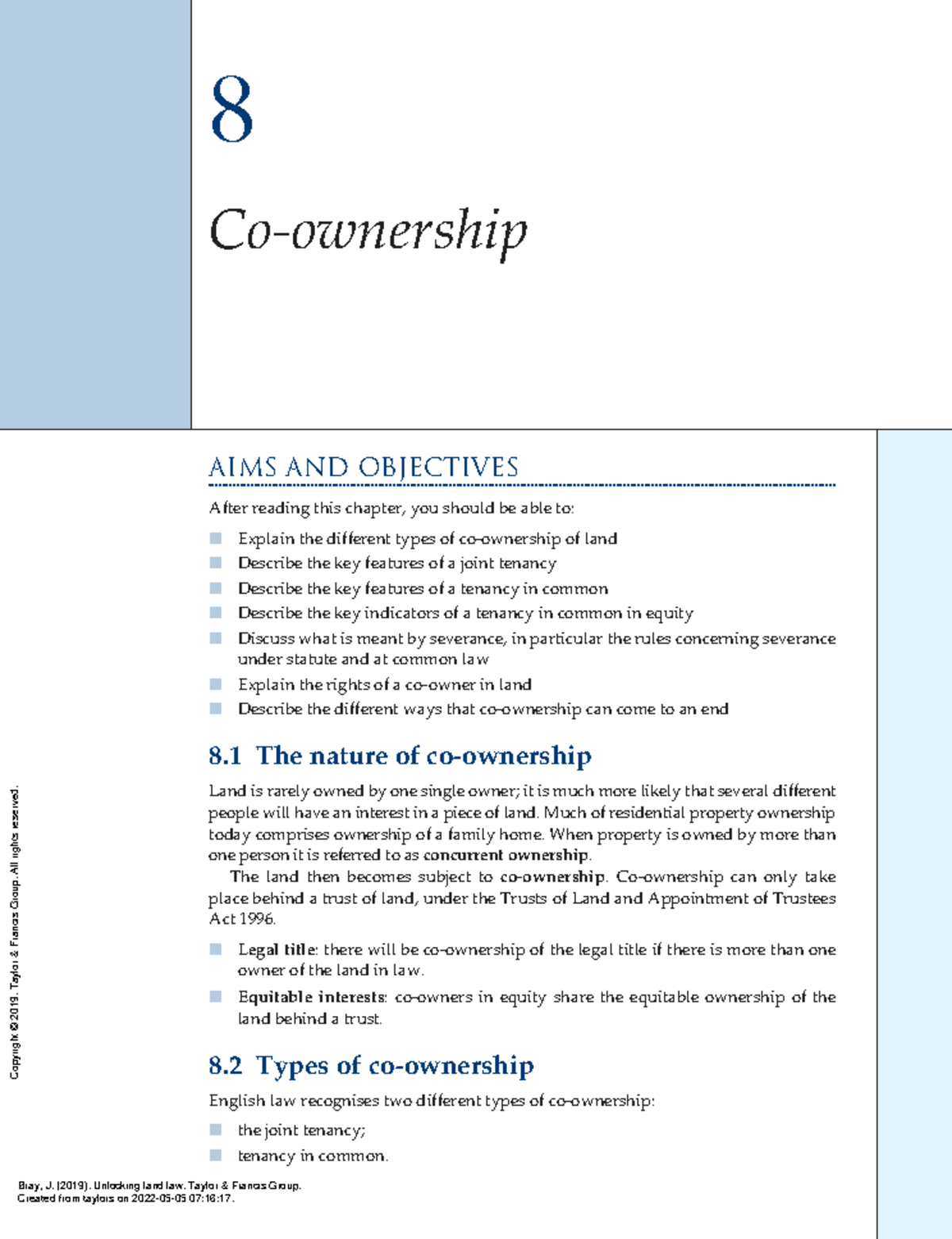 Unlocking Land Law: Chapter 8 - Understanding Co-Ownership - Studocu