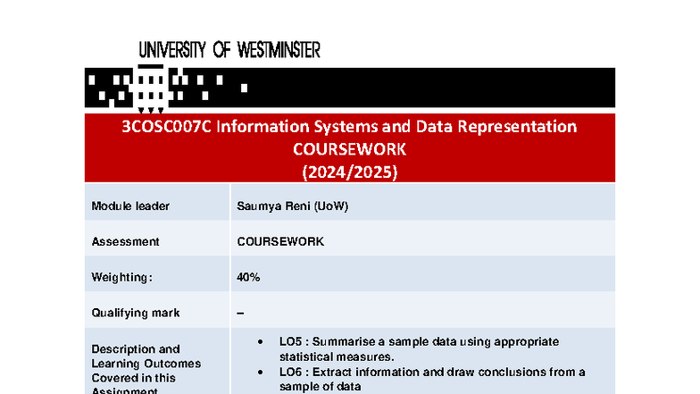 3COSC007C Information Systems & Data Representation Coursework Report ...