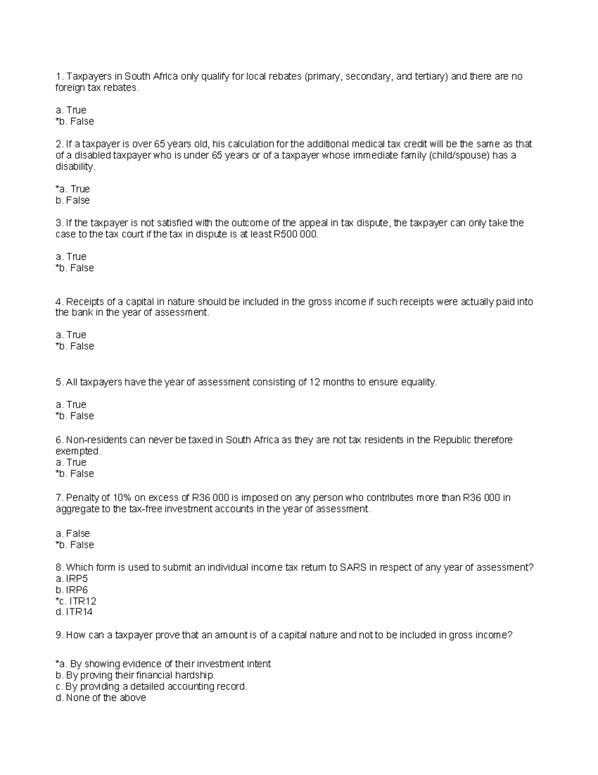 2024 Tax1 Task1 Final Exam Questions and Answers - Studocu