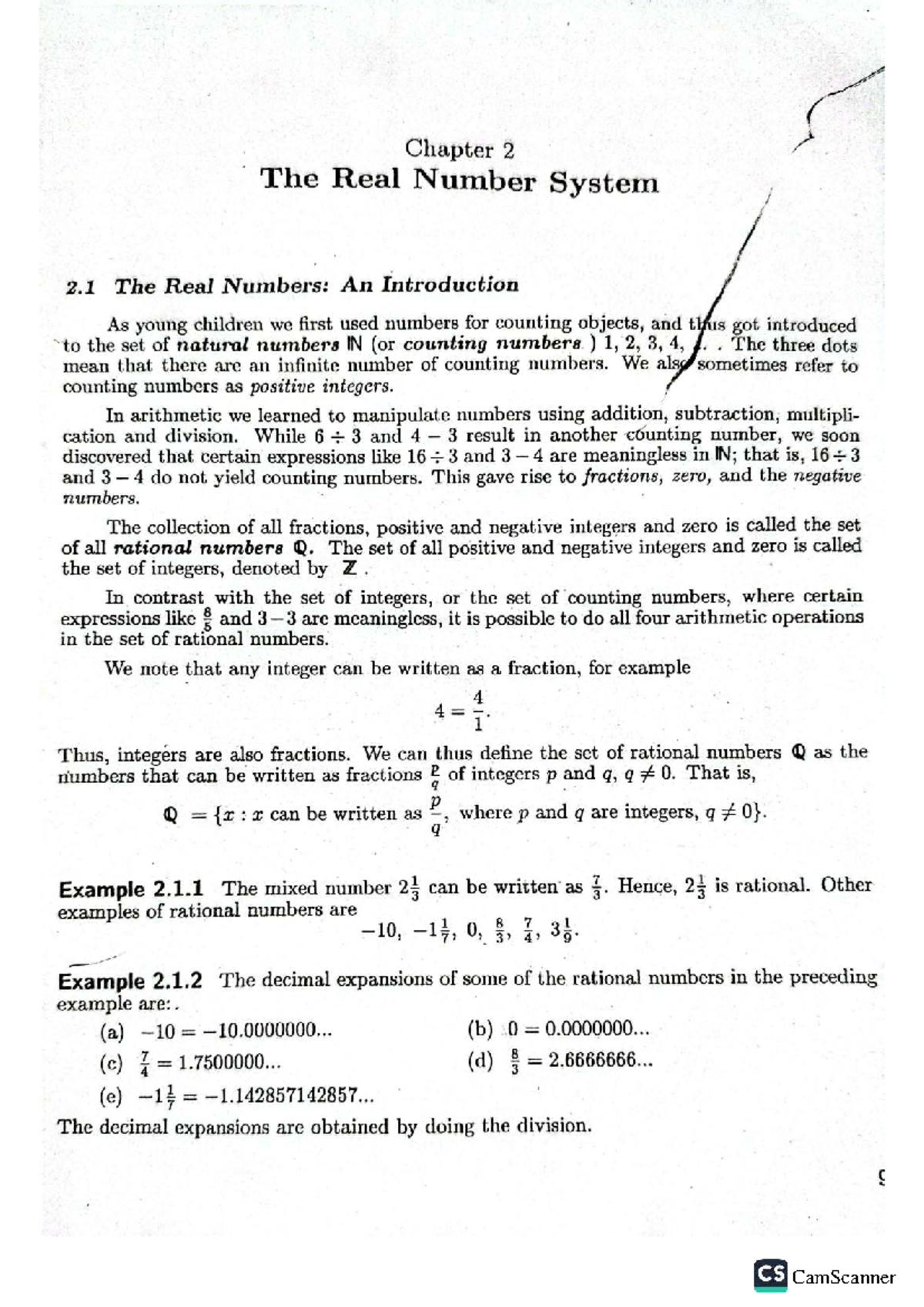 Math1 Chapter 2 The Real Number System Explained Studocu