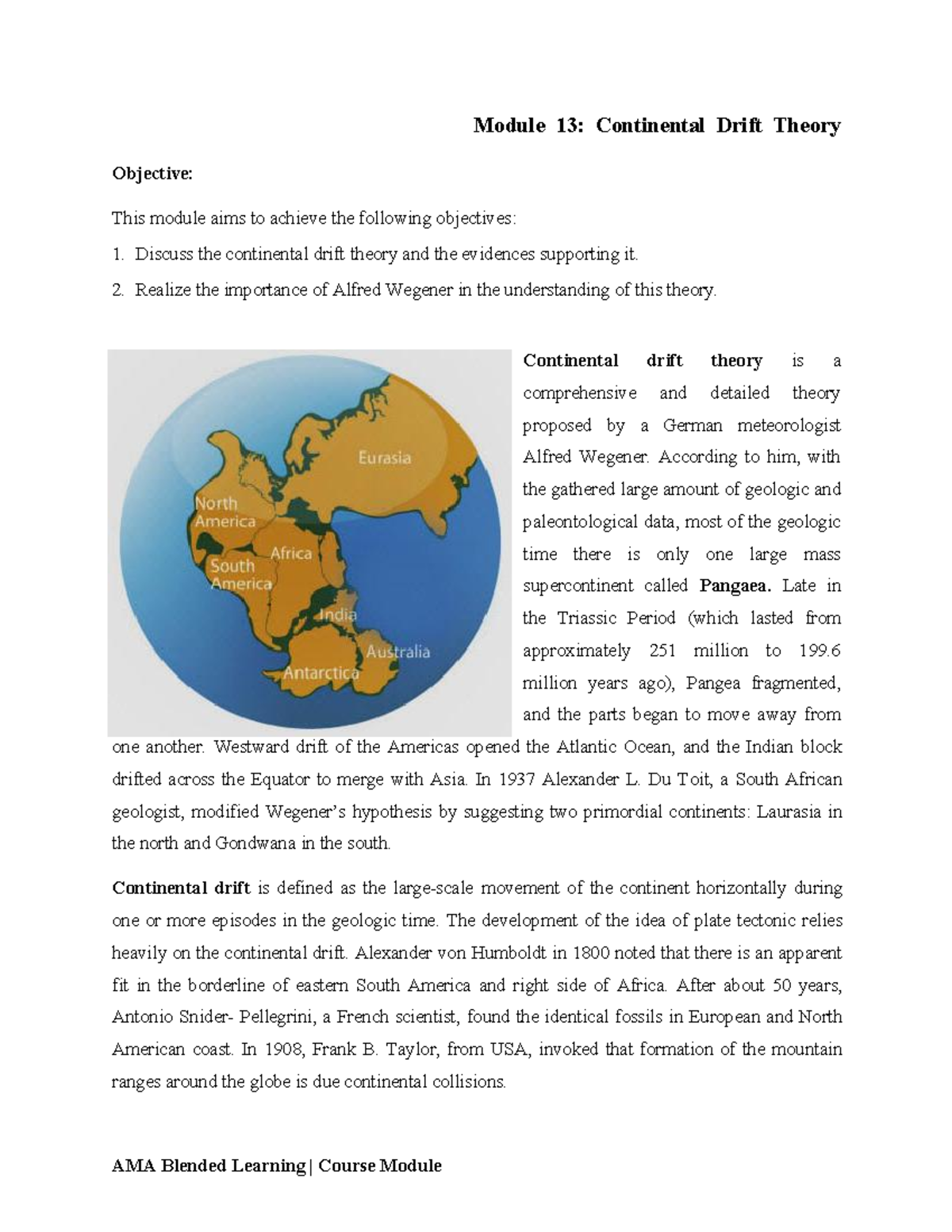 Week 016 Module 13 -Continental Drift Theory - AMA Blended Learning ...