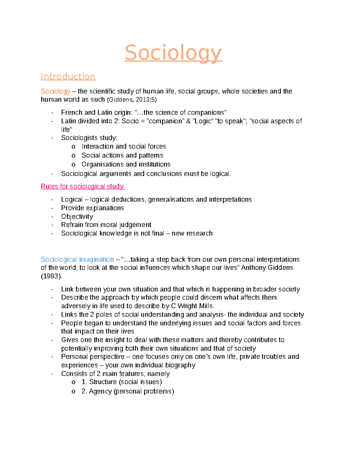 Sociology 101: Exam Practice on Key Theories and Concepts - Studocu
