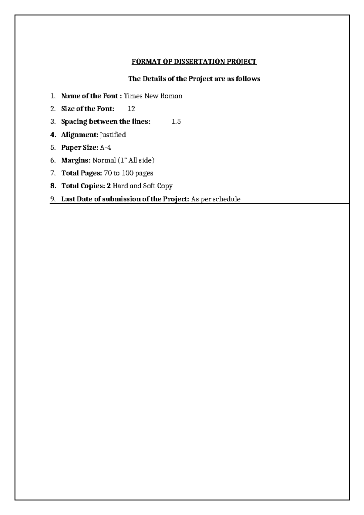 MMS Project Dissertation Format Guidelines - Thakur Institute - Studocu