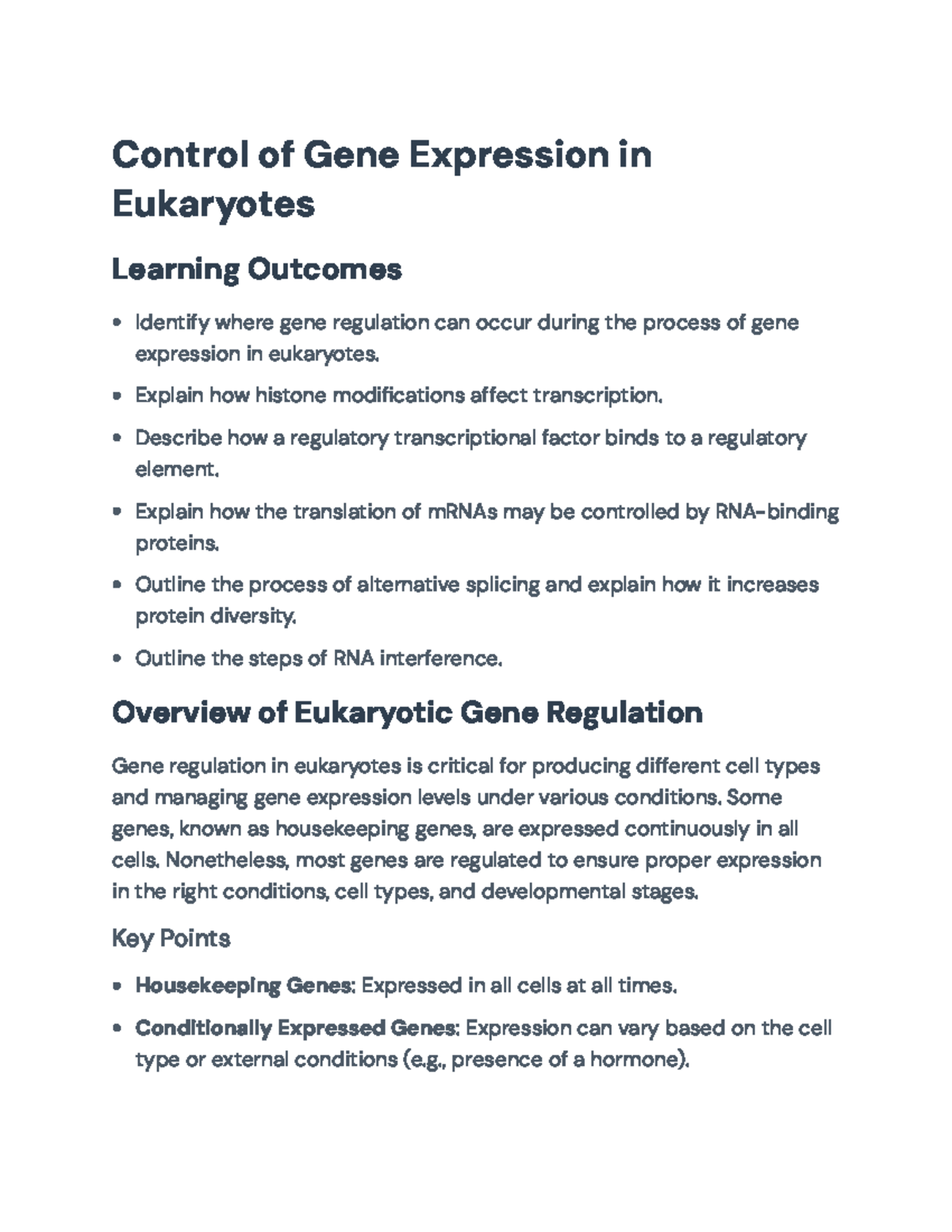 Eukaryotic Gene Regulation: Control Mechanisms and Processes - Control ...