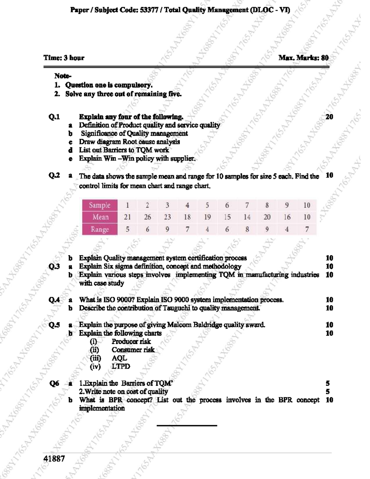 TQM Final Exam Paper 53377 - May 2024: Key Concepts & Analysis - Studocu