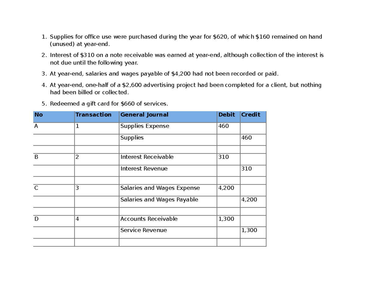 Adjusting Entries for Service Pro Corporation (SPC) - Year-End Review ...