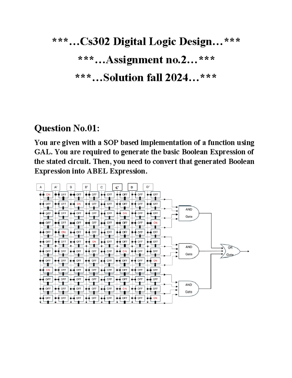 Mrk Fall 2024 CS302 2 BC240212440 - Digital Logic and Design ...