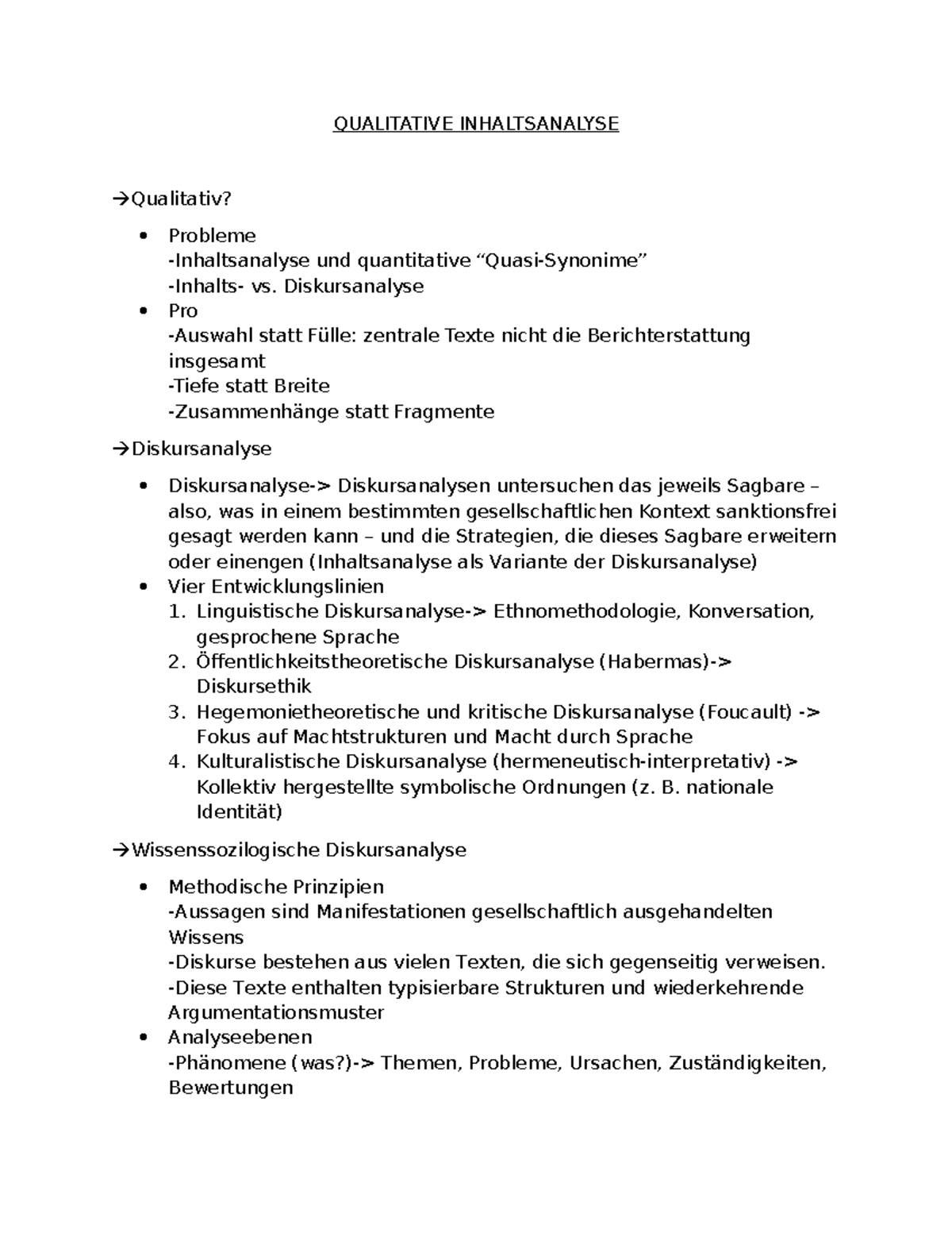 VL 8 Qualitative Inhaltsanalyse: Diskursanalyse und Methoden - Studocu