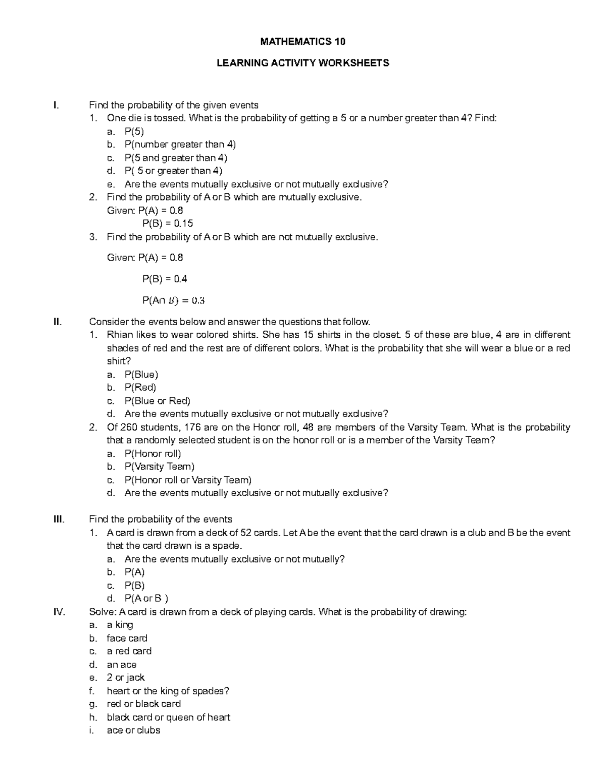 Mathematics 10 LAS - Please - MATHEMATICS 10 LEARNING ACTIVITY ...
