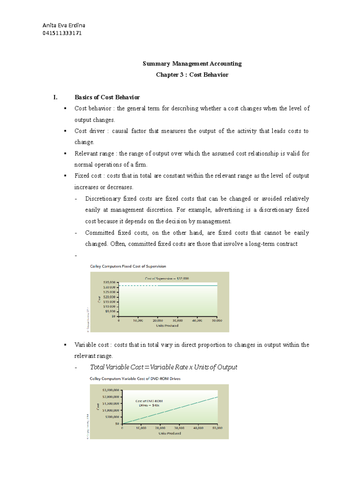 Summary of Managerial Accounting Ch 3: Cost Behavior Concepts - Studocu