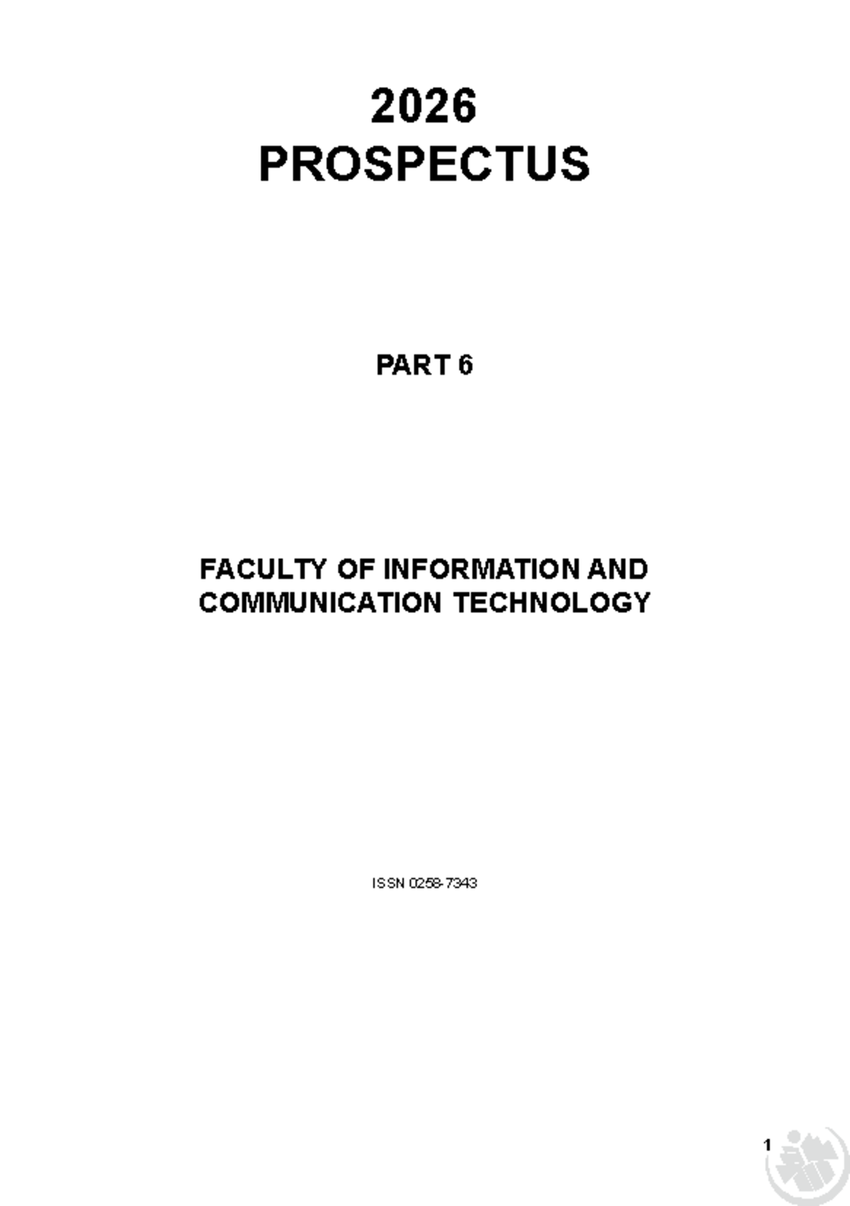 Part6 ICT Prospectus - 1 2026 PROSPECTUS PART 6 FACULTY OF INFORMATION ...