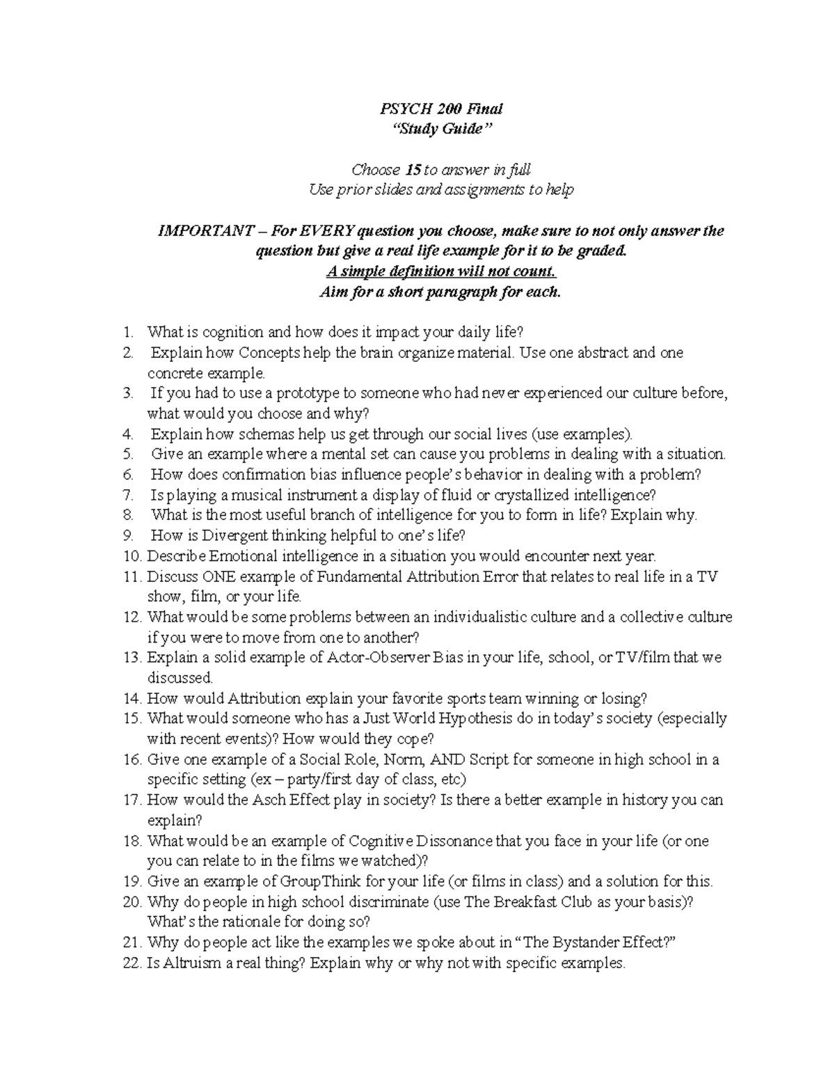 PSY200 Final Exam Study Guide: Key Questions & Concepts - Studocu
