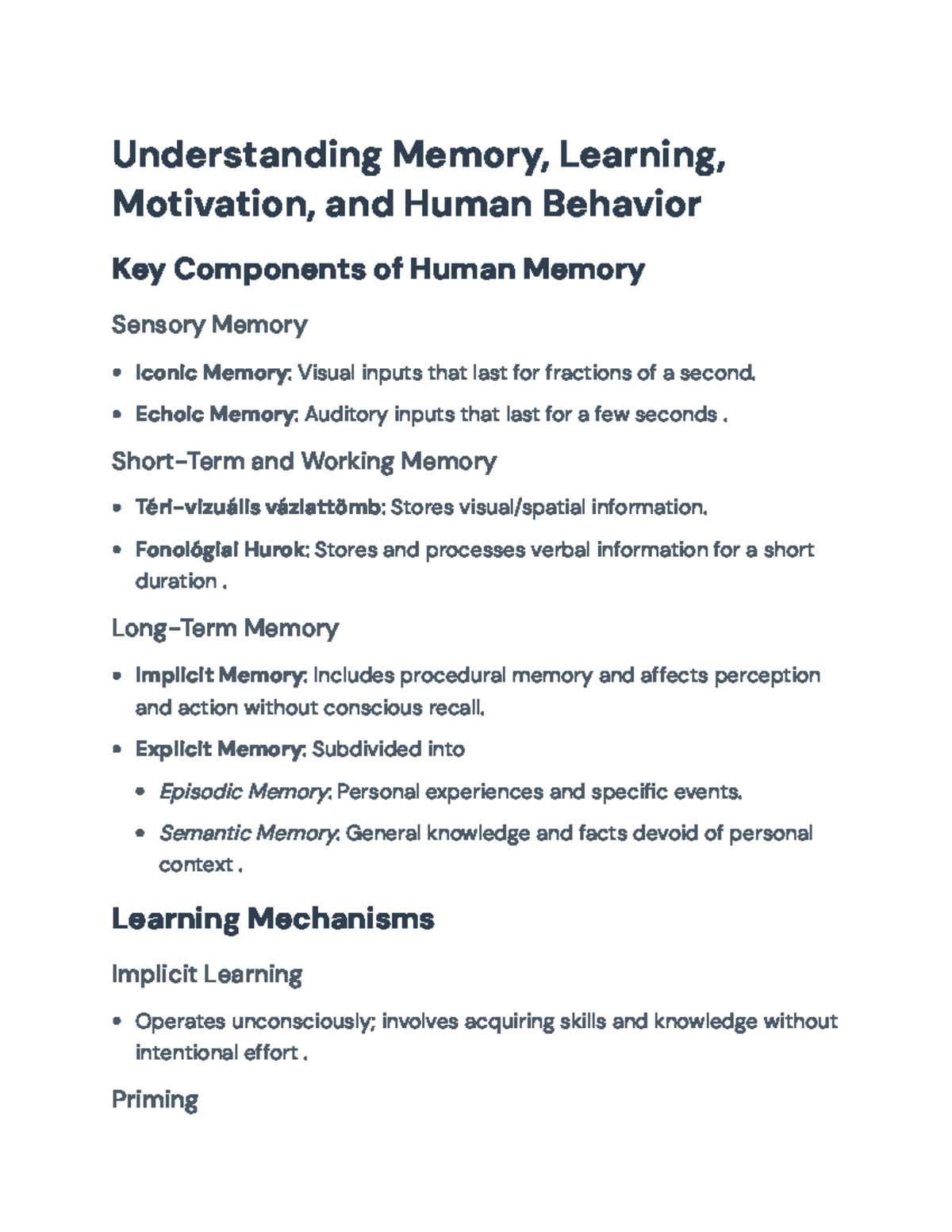 Understanding Memory, Learning, and Motivation in Human Behavior ...