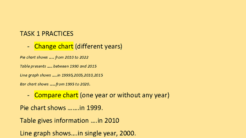 TASK 1 & TASK 2 Structures: Describing and Comparing Trends - Studocu