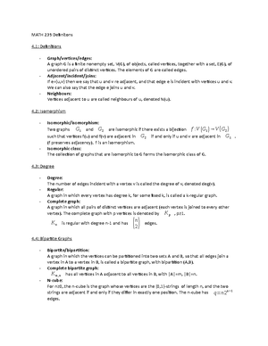 Math 239 graph theory questions - MATH 239: Practice questions (Graph ...