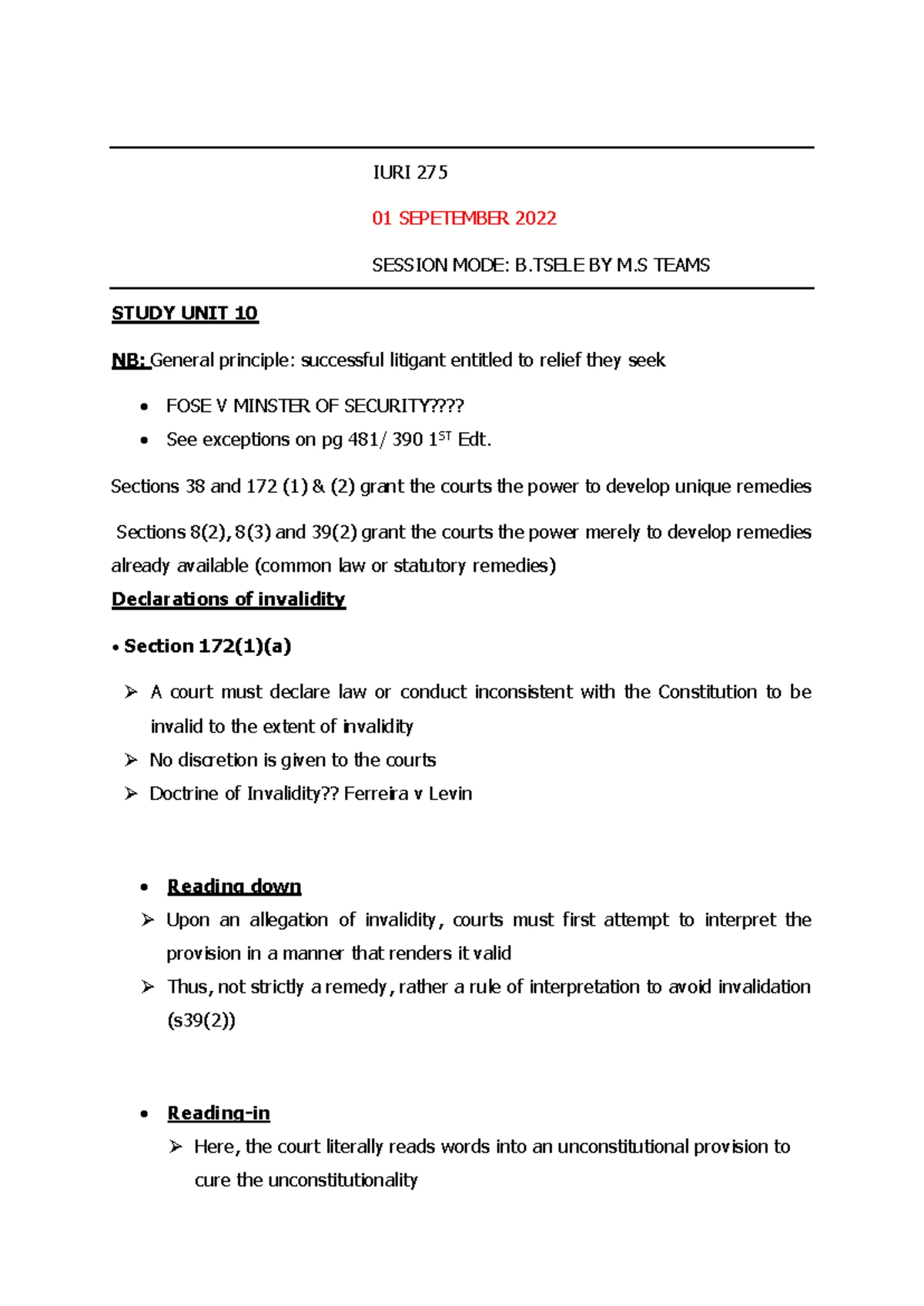 IURI 275 Assignment 1 - NWU- MAFIKENG CAMPUS IURI ASSESSMENT - T ...