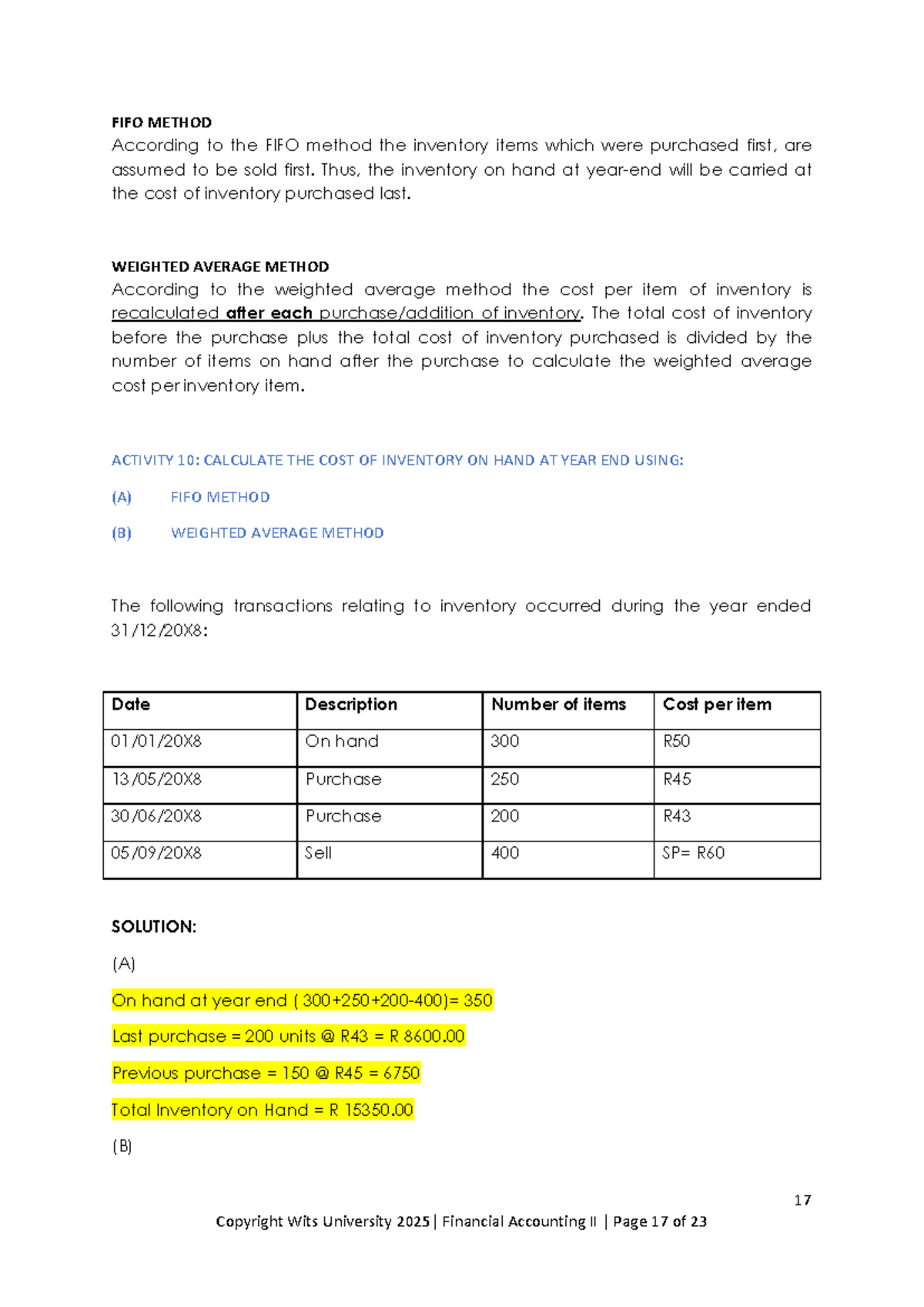 IAS 2: Inventory Valuation Methods - FIFO & Weighted Average Solutions ...