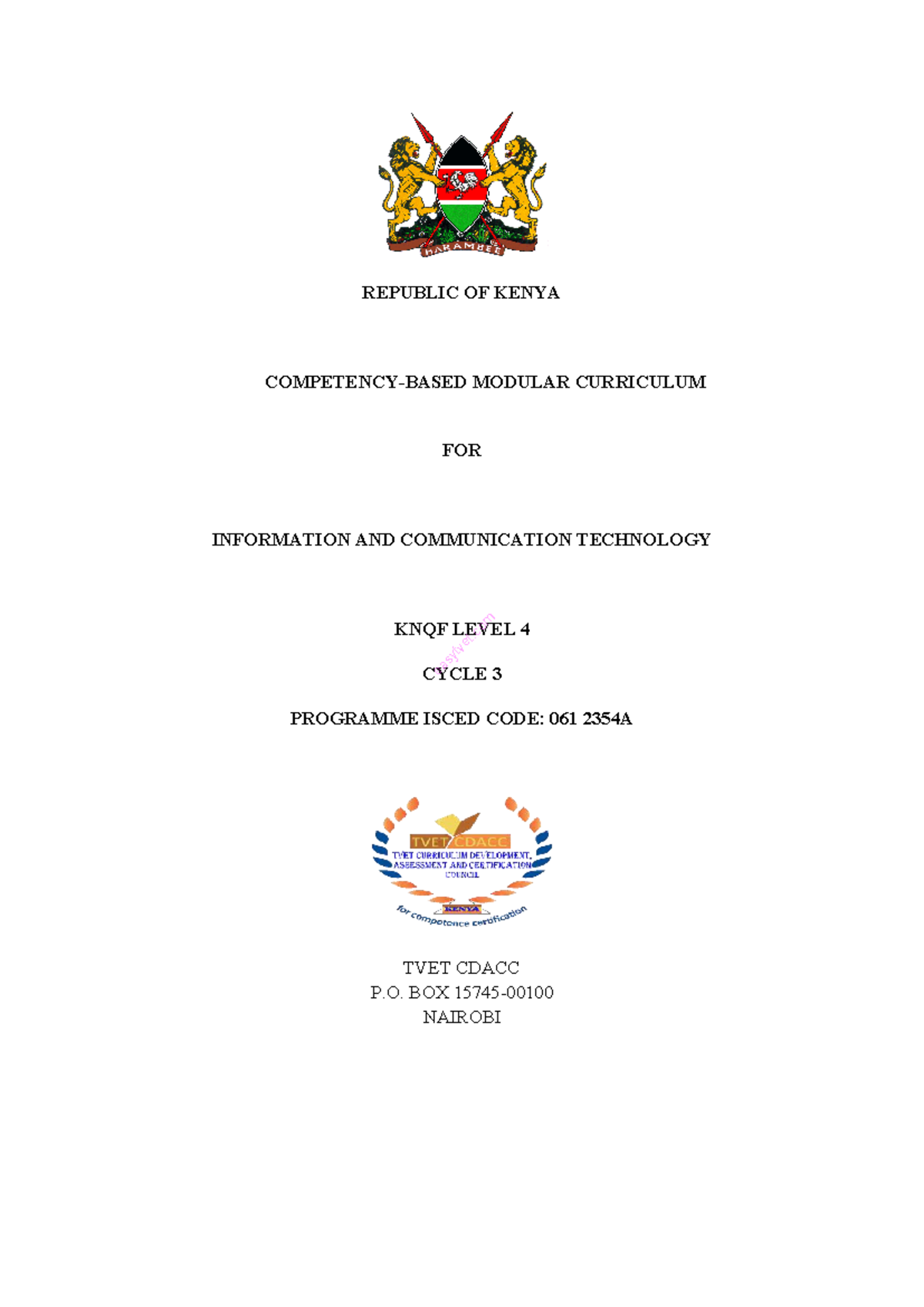 Kenya ICT Curriculum Level 4: Modular Framework Overview - Studocu