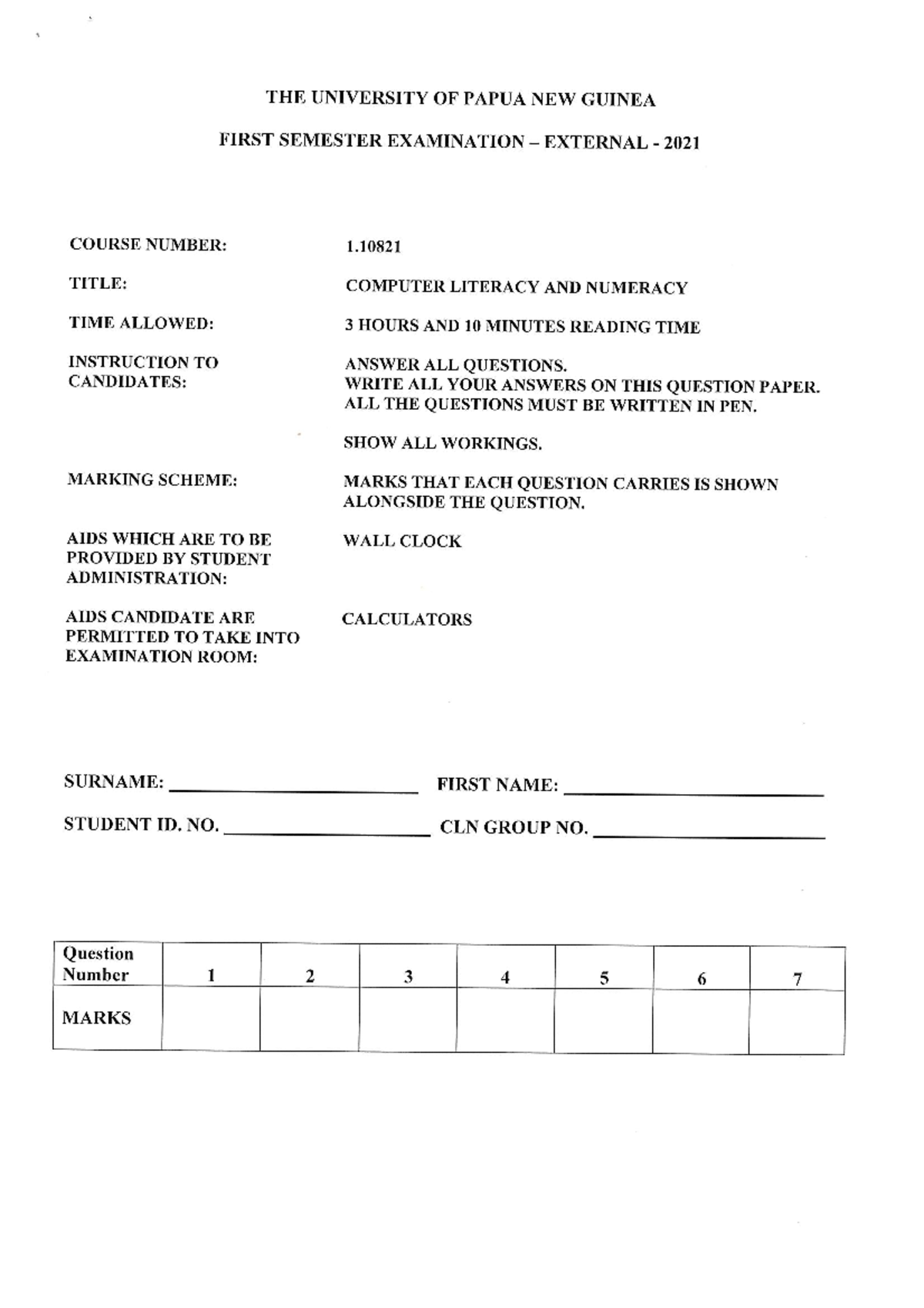 1.10821 Computer Literacy and Numeracy Final Exam (External) 2021 - Studocu