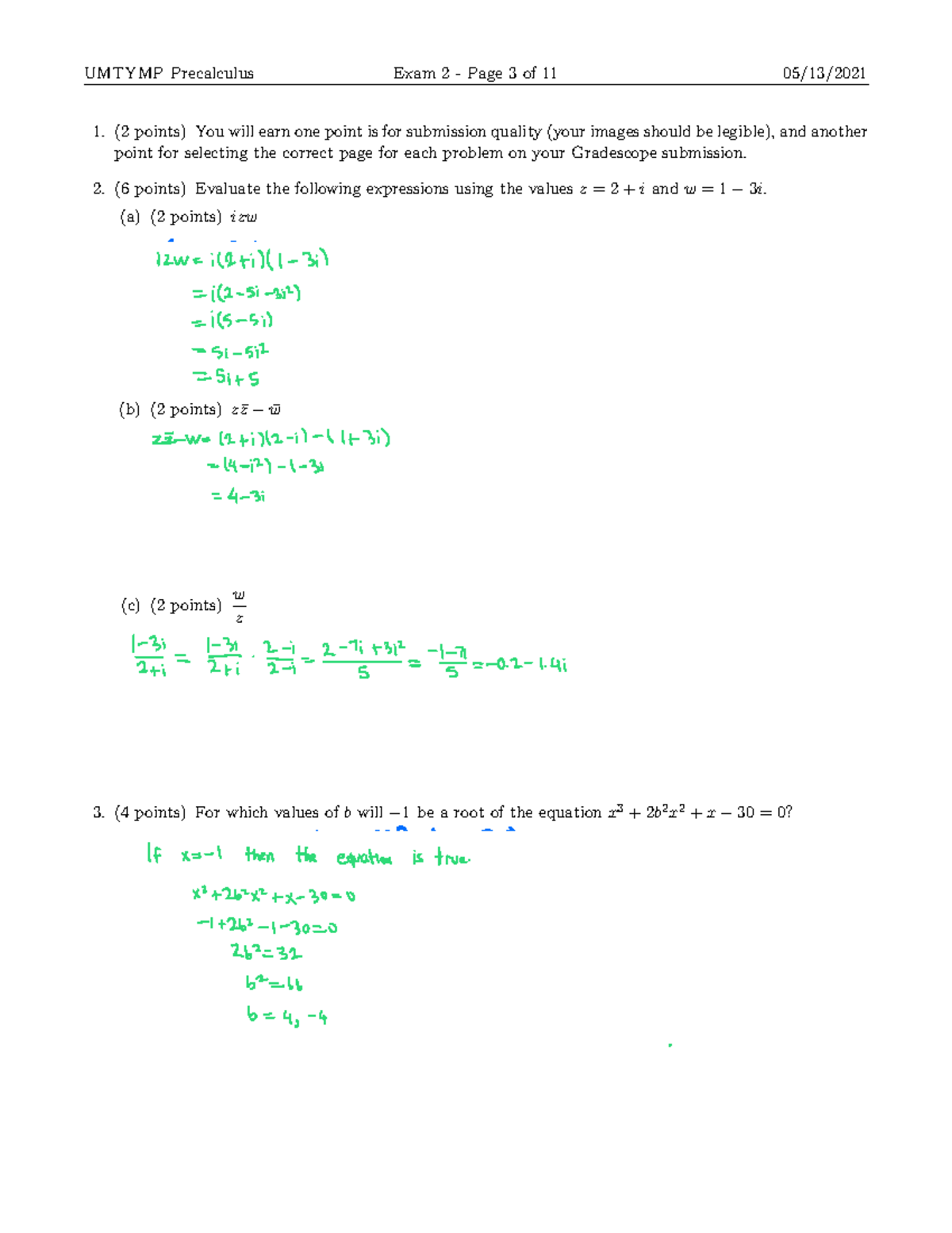 UMTYMP Precalculus Exam 2 Solutions and Evaluations - Studocu