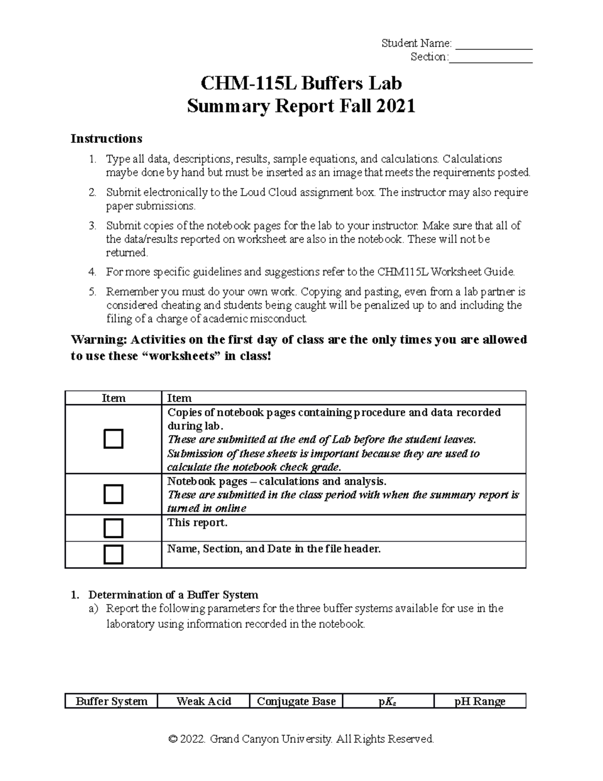 CHM-115L Final Buffer Lab Report Summary - Fall 2021 - Studocu