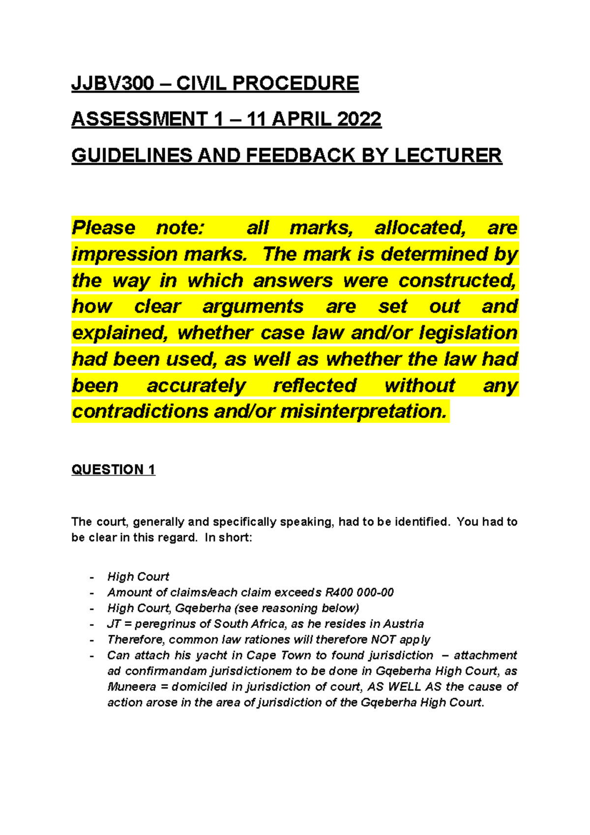 JJBV300 feeback A1 - exam question and answer. - JJBV300 – CIVIL ...