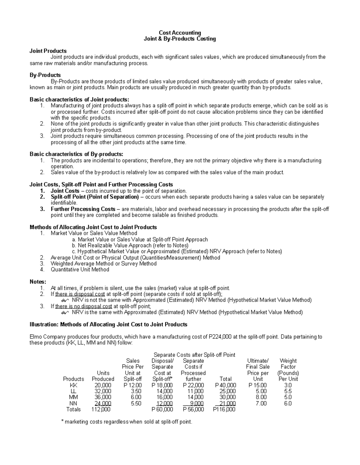 Joint Costing of By-Products: Understanding Allocation Methods - Studocu