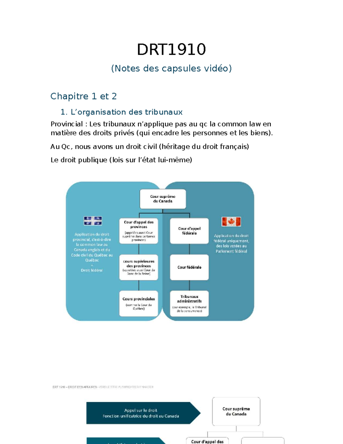 DRT1910 - Notes de cours sur les Chapitres 1 et 2 en Droit - Studocu